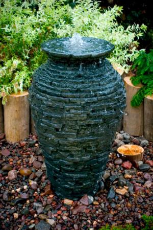Small Stacked Slate Urn fountain